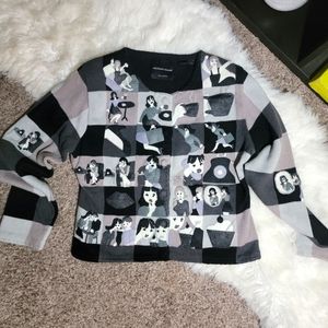 Very Rare Vintage Michael Simon Girl Power Embroidered Cardigan Sweater sz L